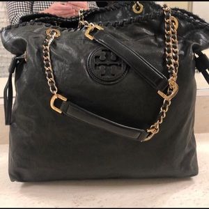 Tory Burch Black Leather Marion Tote